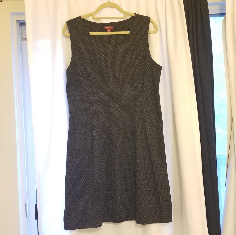 Grey and black plaid knit dress